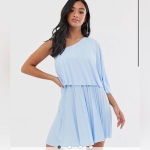 Petite one shoulder baby blue dress